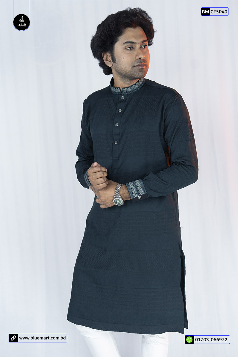 Regular Fit Panjabi-Gable Green