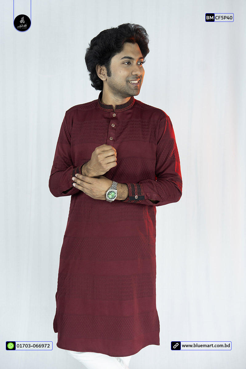 Regular Fit Panjabi-Merun